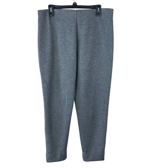 Chicos Weekends Scuba Knit Pull On Ankle Pants Womens Size 12 Gray Soft Stretchy - Picture 1 of 12